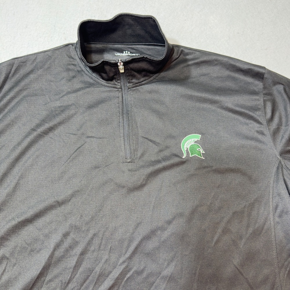Vansport Michigan State Spartans‎ 2X Black Quarter Zip Pullover Mens 3405 NCAA